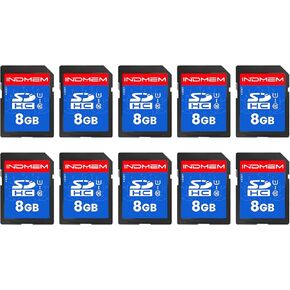 بطاقة INDMEM SD 8GB ، 10 حزمة UHS-I CLASS 10 MLC MEMMY CARMED ، بطاقات رقمية آمنة عالية السرعة للكاميرات ، DSLR ، كاميرات الحركة-تخزين موثوق