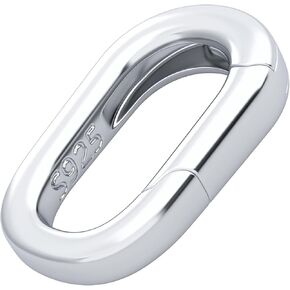2pcs 925 Sterling Silver Oval Jewelry Clasps, Hypoallergenic Necklace Enhancer Shortener, Spring Bail Clasp Rings Connector Carabiner for Bracelet Anklet Jewelry Making (S)