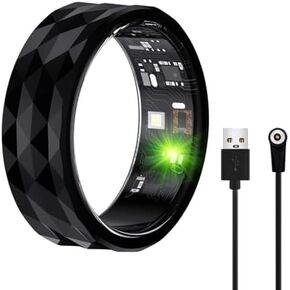 Smart Ring with Calories, Heart Rate,Step Counter, Heart Rate & Blood Oxygen Monitor, Sleep Tracking, and IP68 Waterproof - No App Subscription, Compatible with Android 5.1+ & iOS 8.0 (Black, 10#)
