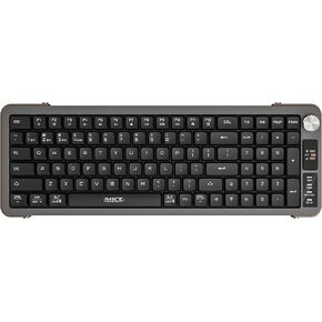 Wireless Keyboard with Volume Knob, 2.4G+Bluetooth Multi-Device Keyboard USB-C Rechargeable, Compact 99-Key with Number Pad, Comfortable Scissor Switches for Win/Mac, Black