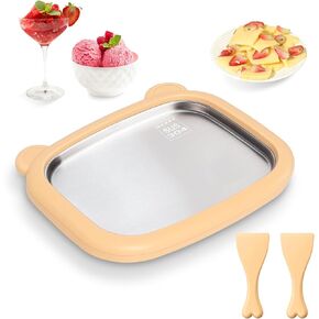 Mini Rolled Ice Cream Maker for Homemade DIY Frozen Treats - Instant Ice Cream Maker with Stainless Cold Plate & 2 Spatulas: Create Gelato, Sorbet, and Frozen Yogurt with Ease