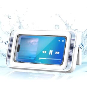 Waterproof Shower Phone Holder 480 Rotation Stand Case Mount for Bathroom Batheub - Compatible with iPhone 15 14 13 12 11 Plus Pro Max XS XR - Wall Mirror Cell Phone Holder-White