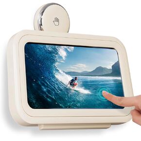 Shower Phone Holder Waterproof, 480° Rotating Adjustable Suction Cup Shower Phone Holder, Fog-Proof Wall Phone Holder Mount, Phone Holder for Shower with HD Touch Screen, for 4-7" Phones