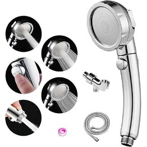 Adjustable Shower Head Holder (ABS Plastic, PVC, Silver, Suction Mount)