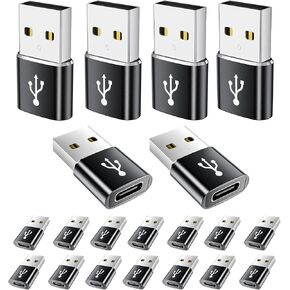 USB to USB C Adapter 10 Pack ، USBC to USB Adapter ، USBA إلى USBC Adapter ، Typec to USBA Male OTG Converter لـ iPhone 16 15 ، MacBook ، PS5 ، الهواتف ، شاحن ، رمادي