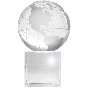 Amlong Crystal Globe (3 inch Diameter) on Crystal Stand with Gift Box - 4.75 Inch Tall