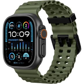 Odbeai Ocean Sport band Compatible with Apple Watch Ultra 2/Ultra Band for Men 49mm 46mm 45mm 44mm 42mm,Soft Silicone Breathable Waterproof Outdoors for iWatch Series 10 9 8-1 SE Black Men Women
