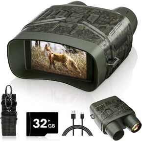 Night Vision Goggles - 4K Night Vision Binoculars for Adults, 3'' Hd Screen Night Vision Goggles Rechargeable Binoculars Built In, 32GB Card to Save Photos and Videos, for Hunting, Camping, Travel