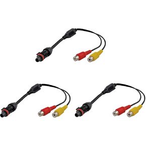 Voyager 1126810 Pack of 3 Audio/Video RCA Camera Connector Adapter Harnesses, Black; 8 Inches Long