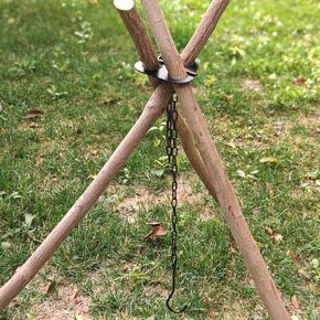 Camping Tripod Board - Stainless Steel Campfire Support Plate with Adjustable Chain, Turn Branches into Campfire Tripod for Hanging Cookware, Portable Cooking Accessories for Camping, Black