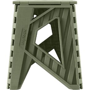 15 inch Plastic Collapsible Stool, Folding Stool, Outdoor Step Stool, Opens Easy with One Flip. Great for Kitchen, Bathroom, Bedroom, Kids or Adults, Holds Up to 200kg (Khaki Green)