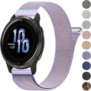 نطاقات معدنية 18 ملم لـ Garmin Venu 3S / Venu 2S / Vivoactive 4S / Vivomove 3S / Forerunner 265S ، حزام معصم معادن بديلة من الفولاذ المقاوم للصدأ ل Garmin Forerunner 255s / 265s نطاقات النساء الرجال الرجال