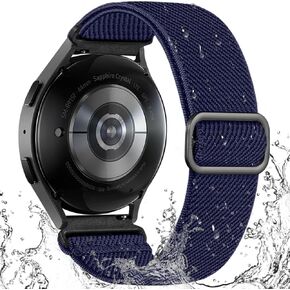 Stretchy Band Compatible with Samsung Galaxy Watch 7 6 5 4 Band 40mm 44mm/Watch 6 4 Classic 42mm 46mm 43mm 47mm/Watch 5 Pro 45mm/FE 40mm/Active 2, 20mm Water-Resistant Nylon Elastic Sport Strap