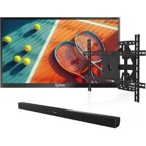 SYLVOX Outdoor TV, 55-Inch Waterproof Smart TV, 2000 nits Full Sun TV, 4K, Dolby Atmos, Waterproof Soundbar, & Adjustable Wall Mount
