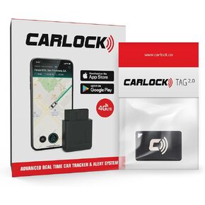 Carlock OBD2 Anti Theft Car Device + Bluetooth Tag 2.0 Bundle - نظام إنذار للسيارة في الوقت الحقيقي 4G مع GPS Tracker للمركبات وملحقات Car Auto Security -Security - تنبيهات أمان السيارة الفورية على تطبيق الهاتف