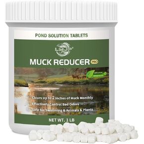 Muck Reducer - 15LB Natural Sludge Solution Tablets for Ponds & Lakes, Away Muck & Odor Control, Safe for Aquatic Life, Wildlife & Recreation, Treats Up to 90,000 Sq Ft