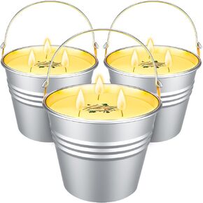 Large Citronella Candles for Outdoor with Anti-Scald Handles | Soy & Beeswax Blend withLemongrass & Peppermint |42oz Total, Up to 180 Hours Burn Time | Patio, Garden, Camping Essentials (Set of 3