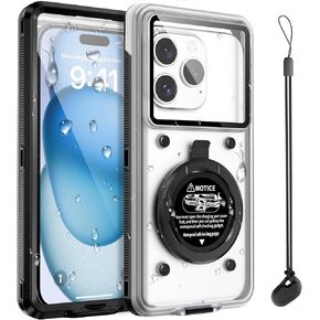 Beasyjoy Waterproof Phone Case, Underwater Snorkeling Diving Phone Case, Universal Self-Check Water Proof Case Up to 6.9 Inch for iPhone 16/15/14/13/12/11 and Samsung S24/S23/S22/Google Series - Black