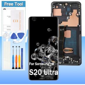[US Version] Screen Replacement for Samsung Galaxy S20 Ultra,for Samsung S20 Ultra 5G SM-G988B SM-G988U LCD Display Touch Digitizer Assembly with Black Frame(Incell,Not Fingerprint)
