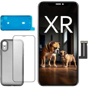XLX For iPhone XR Screen Replacement 6.1 inch,LCD Display Touch Screen Digitizer Assembly with Tempered glass+Waterproof Sticker+Case, Compatible with Model A1984, A2105, A2106, A2108(No Tools)