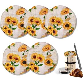 Blossoming Almond Tree Cloth Covers for Sourdough Starter Jars,Van Gogh Heat Preservation to Increase Fermentation for Bread Rising Sourdough Bread Proofing Cover（5 Pack）