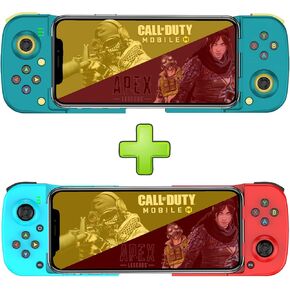 Mobile Game Controller Gamepad for iPhone iOS Android PC: Works with iPhone13/12/11/X, iPad, Samsung Galaxy, Motorola, TCL, Tablet, Apex Legends, Call of Duty - (Blue+Bluered)