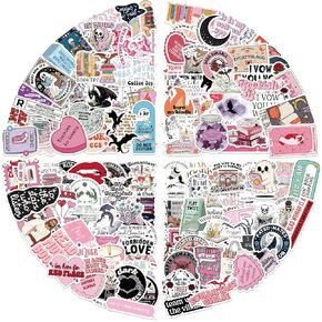 200 PCS Book Stickers for Kindle, Holographic Bookish Sticker Pack for Readers Adult Booktok Stickers Book Lover Gifts Glitter Vinyl Stickers for Laptop Readers Water Bottles Scrapbook