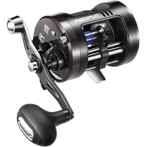 Piscifun Chaos Pro Baitcasting Fishing Reel, CNC Machined Aluminum Body Round Catfish Reel with 25LB Max Drag, Waterproof Trolling Reel with Level Wind & Magnetic Braking System for Lake & Saltwater