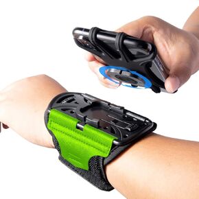 Wristband Running Phone Holder for 4~6.5‘’ Phone, 360°Rotation & Detachable Sports Phone Armband Running for iPhone 16/15/14/13/12/Pro/Pro Max/XS/XR/X/8/7/6/Plus, Green