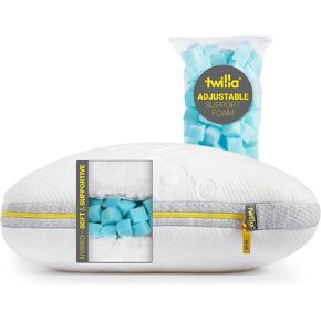 Twilla Adjustable Bed Pillow for Sleeping – Customizable for Side, Back, and Stomach Sleeping – Soft & Supportive, Luxury Down Alternative & Supportive Cubed Foam Center