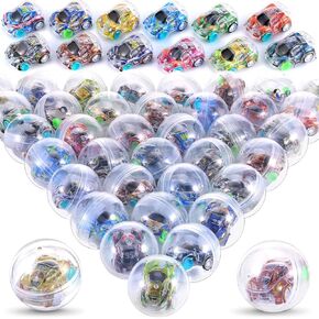 50 PCS Gumball Capsules Toy 2 Inches Contain Filled Pull Back Cars for Claw Machine for Kindergarten Gift Capsules Vending Machine Christmas Easter Basket Stuffers