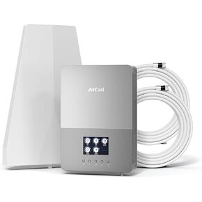 Cell Phone Booster for Home, Up to 5,000 Sq Ft, Real Time LCD Monitor, Built-in Indoor Panel Antenna, Cell Phone Signal Booster for All U.S. Carriers, FCC Approved