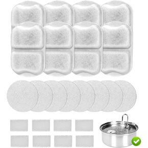 Dog Water Filter Replacement, Pet Water Filter Compatible with 7L/230oz/1.8G Stainless Steel Dog Water Fountain,Triple Action Pet Fountain Filters (16 Pack)