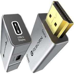 Reborn HDMI to USB C Adapter 4K 60Hz | Uni-Directional HDMI Source to USB-C Display Adapter for AR Glasses XREAL One、Air 2 Pro/VITURE Pro/RayNeo Air 2s/Rokid,PS5,Portable Monitors - 1 Pack