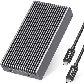 Fanless Speedy 40Gbps M.2 NVMe SSD Enclosure, USB4/Thunderbolt 4 Aluminum External NVMe Enclosure with Finned Dustproof Cooling Design, Supports M.2 PCIe SSD up to 8TB（Gray