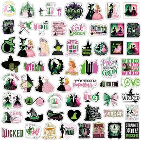 Cartoon Wicked Stickers 60Pcs for Laptop Water Bottle Bike Skateboard Luggage Computer Vinyl Decals Stickers Decor. (B)