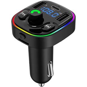 G47 Knob Version Type-C TF Card U-Disk Car FM Transmitter Car MP3 Player with RGB Light