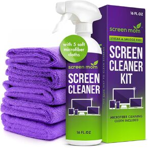 Screen Mom 16oz Screen Cleaner Kit and 4 Pack Microfiber Towel Bundle