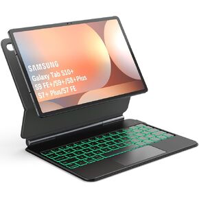 Keyboard Case for Samsung Galaxy Tab S10+ Plus S9+ Plus S9 FE+ Plus S8+ Plus S7+ Plus S7 FE 12.4'' Magic-Style Floating Cantilever Magnetic Stand, 3-Level 7 Color Backlit & Built-in Trackpad