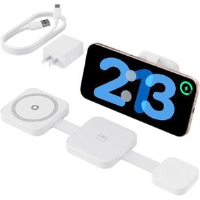 2025 3 in 1 محطة شحن لاسلكية للأجهزة المتعددة من Apple - Dock الشاحن اللاسلكي المغناطيسي القابل للطي - ستريل 20W لوحة شحن لـ iPhone 16 15 14 13 12 Pro/Pro Max/Plus/Watch & Airpods All Series