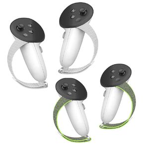 Cover Vawvva Controller Grips Cover for Meta Quest 3S & 3 - VR Controllers Accessories for Oculus مع أحزمة مفصل قابلة للتعديل ، غير قابلة للانزلاق ، تناسب قفص الاتهام الرسمي (White & Light Green)