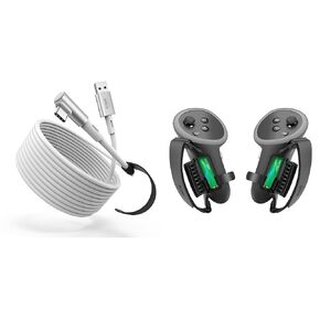 KIWI design Comfort Controller Grips and Link Cable Compatible with Meta Quest 3