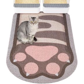 Bienbee Cat Litter Mat, 33.5 x22.5in Cat Litter Mat Litter Trapping Mat Easy to Clean, Litter Box Mat with Bottom, Unique Graphic Design Cat Mats for Litter, Mushroom L