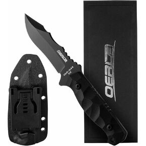 OERLA OLK-D46 Tactical Fixed Blade – D2 Steel Full Tang Survival Tool with Kydex Sheath & G10 Handle for Camping, Hunting, Bushcraft