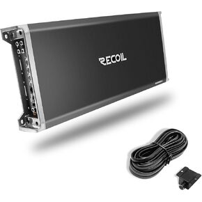 Recoil RED1800.1 3600 Watts Class-D Strappable Car Audio Mono-Block Subwoofer Amplifier, 1 Ohm Stable, Remote Bass Knob Included
