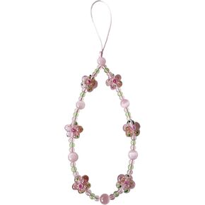 Flower Phone Charm Cute Phone Charms Strap Beaded Phone Charm String Handmade Phone Wrist Strap Y2K Aesthetic Lanyard Wristlet Chain for Phone Case Cameras AirPods Bags