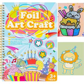 Ilauke Foil Art Craft Attivity for Kids ، Fun Diy Toy Sticker Kit ، No Mess Foil Rethers Foil kits ، Crafts for Kids عيد ميلاد عيد الفصح ، ألعاب السفر للأعمار 3 ، 4 ، 5 ، 6 ، 7 ، 9