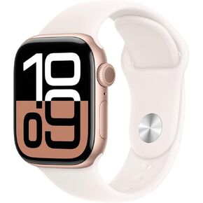 Apple Watch Series 10 [GPS, 42mm] - Rose Gold Aluminum Case with Light Blush Sport Band, S/M (Renewed)