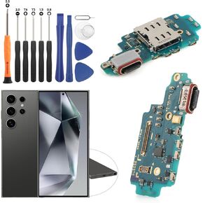 Dock Connector for Samsung Galaxy S24 Ultra Charging Port Flex Cable Replacement for Samsung Galaxy S24 Ultra 5G SM-S928U SM-S928U1 USB Charger Dock Board Connector with Tools(Black)