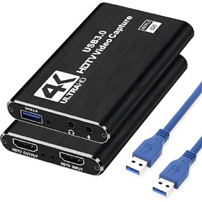 4K Capture Card Game Capture Card 1080P 60FPS for Streaming Capturadora De Video para for Game Recording Live Streaming Broadcasting Supports Microphone Input and 3.5MM Headphone Output